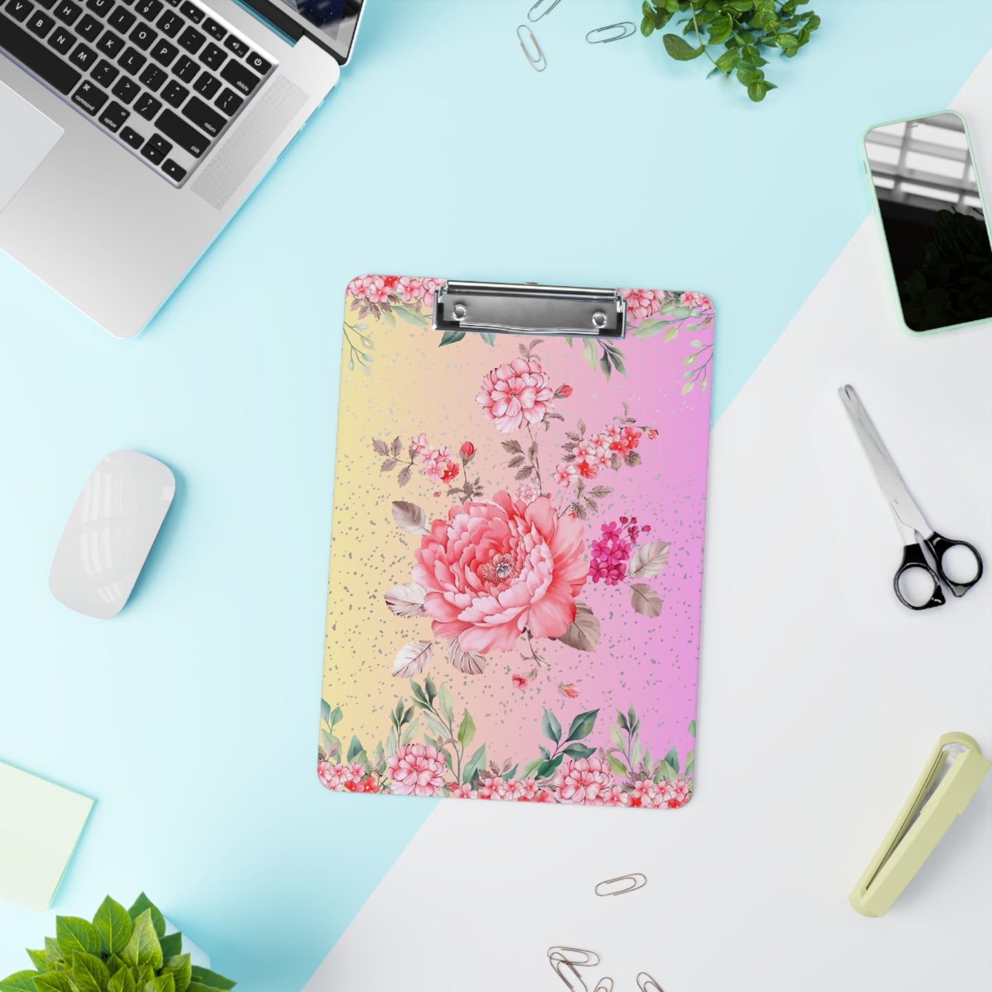 Glitter Pink Flower Clipboard