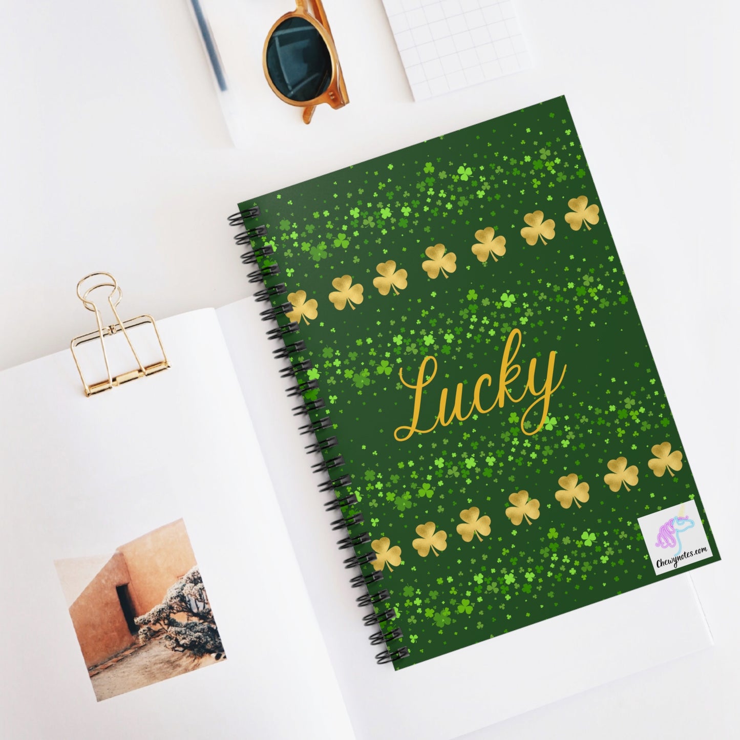 Lucky Golden Shamrocks Spiral Notebook