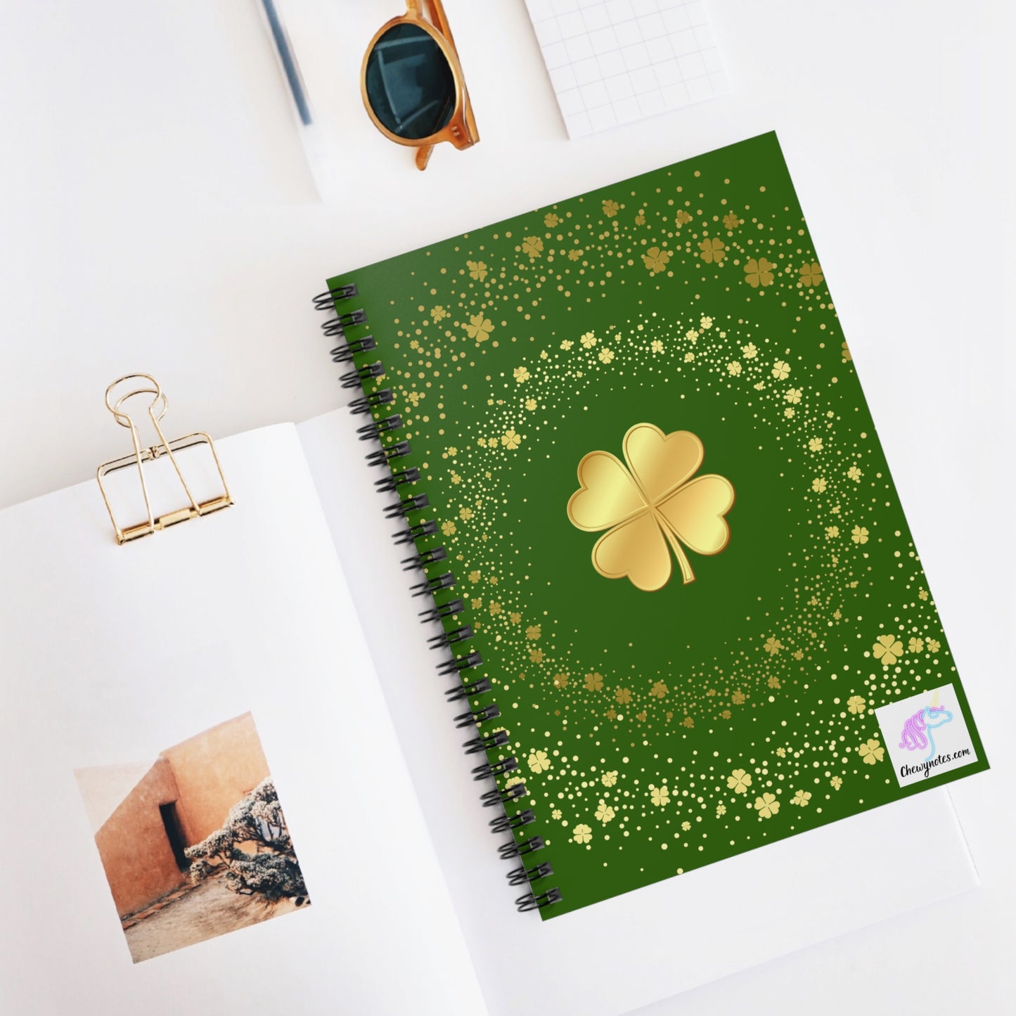 Golden Shamrock Spiral Notebook