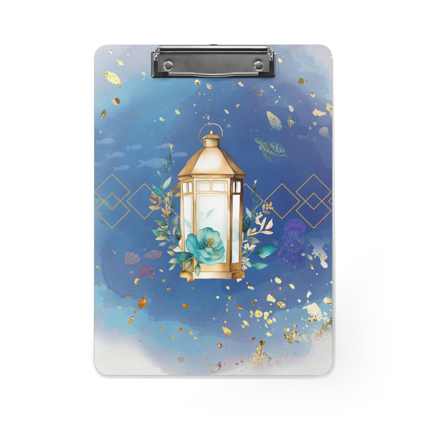 Golden Blue Lantern Clipboard